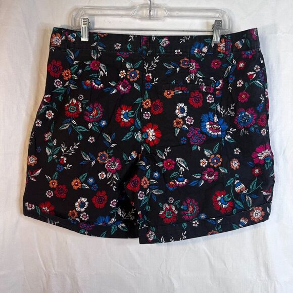 Yessica The Short Black Floral Print 100% Cotton Casual Shorts Size 10 - Picture 4 of 8